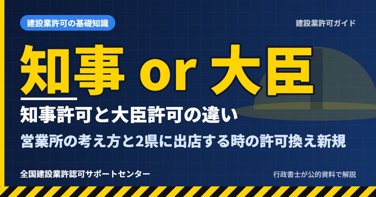 知事許可と大臣許可の違い｜営業所の考え方と2県に出店する時の許可換え新規
